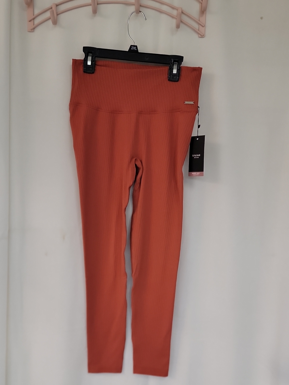 Womes Ribbed High-Waist Leggings - Rust Orange